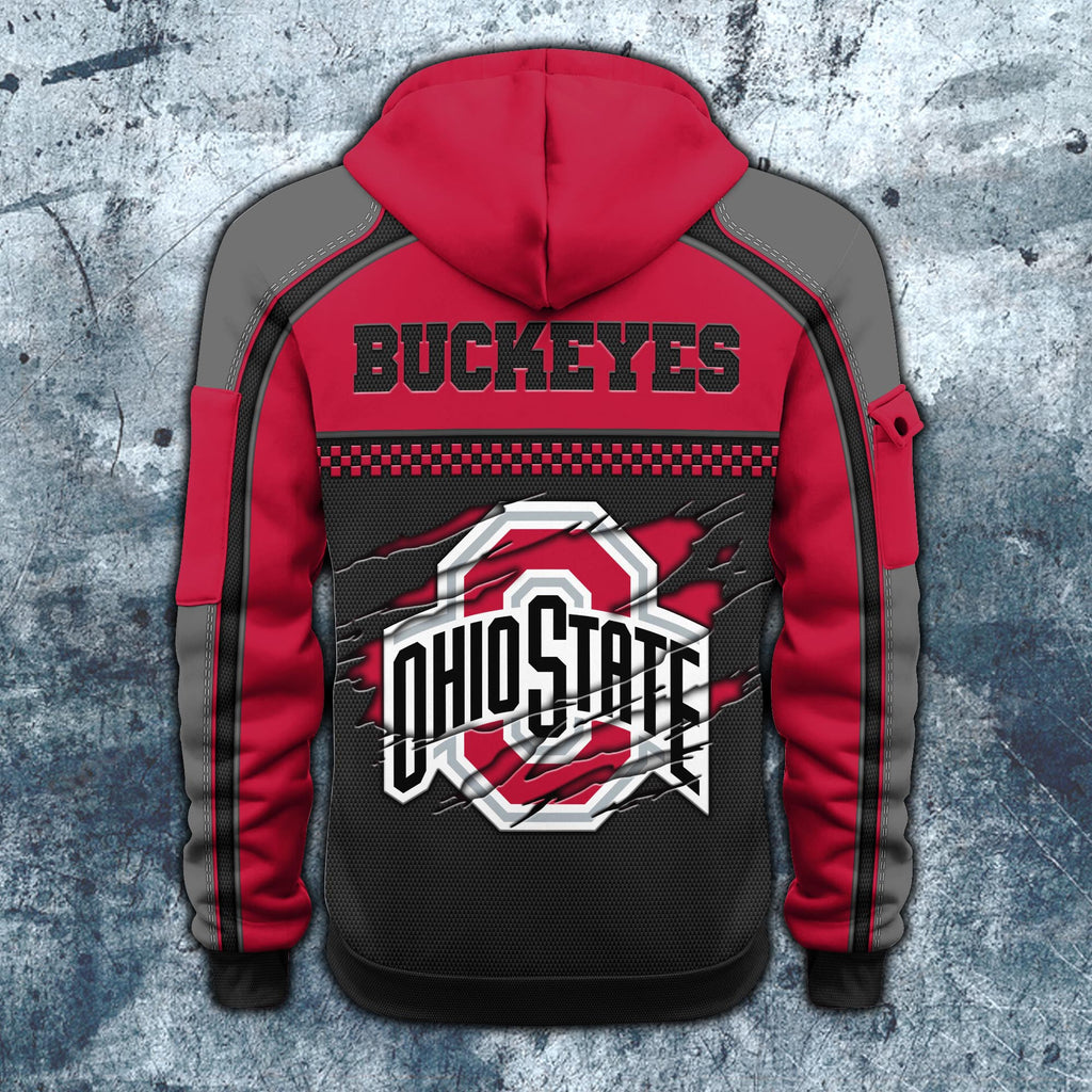 Ohio State Buckeyes Hoodie Half Zipper Custom Your Name, Sports 3D Half-zip Hoodie EHIVM-07092718