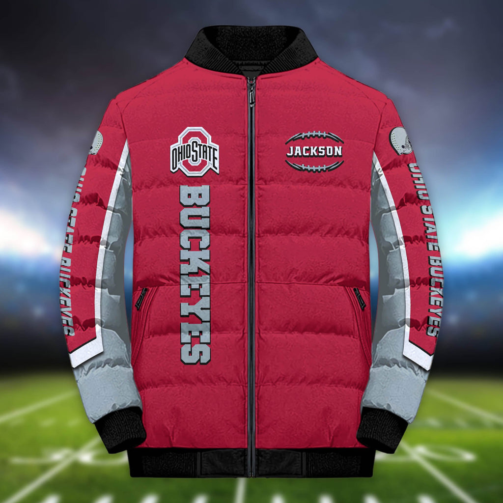 Ohio State Buckeyes Sport Puffer Jacket Custom Your Name, Sport Gifts, Sport Jacket For Fans ETHY-61633 Puffer Jacket